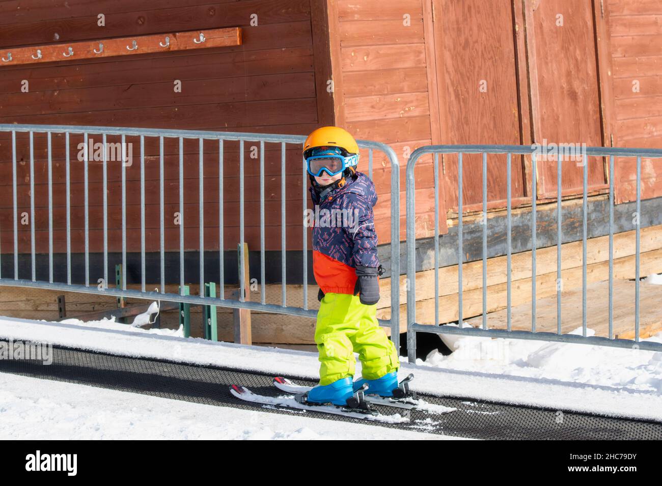 Toddler Boy Dressed Warmly & in Good Safety Gear Ready to go Ski Stock  Photo - Alamy