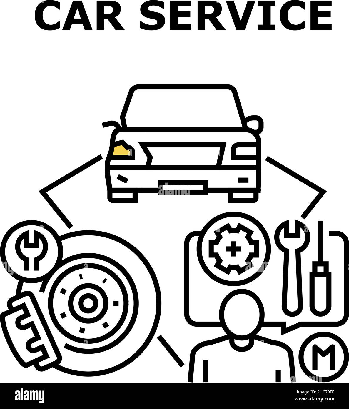 Car Service Vector Concept Black Illustration Stock Vector Image & Art ...