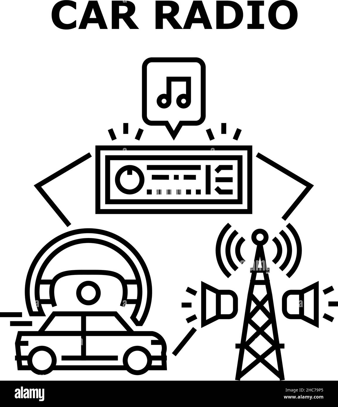 Car Radio Device Vector Concept Black Illustration Stock Vector Image