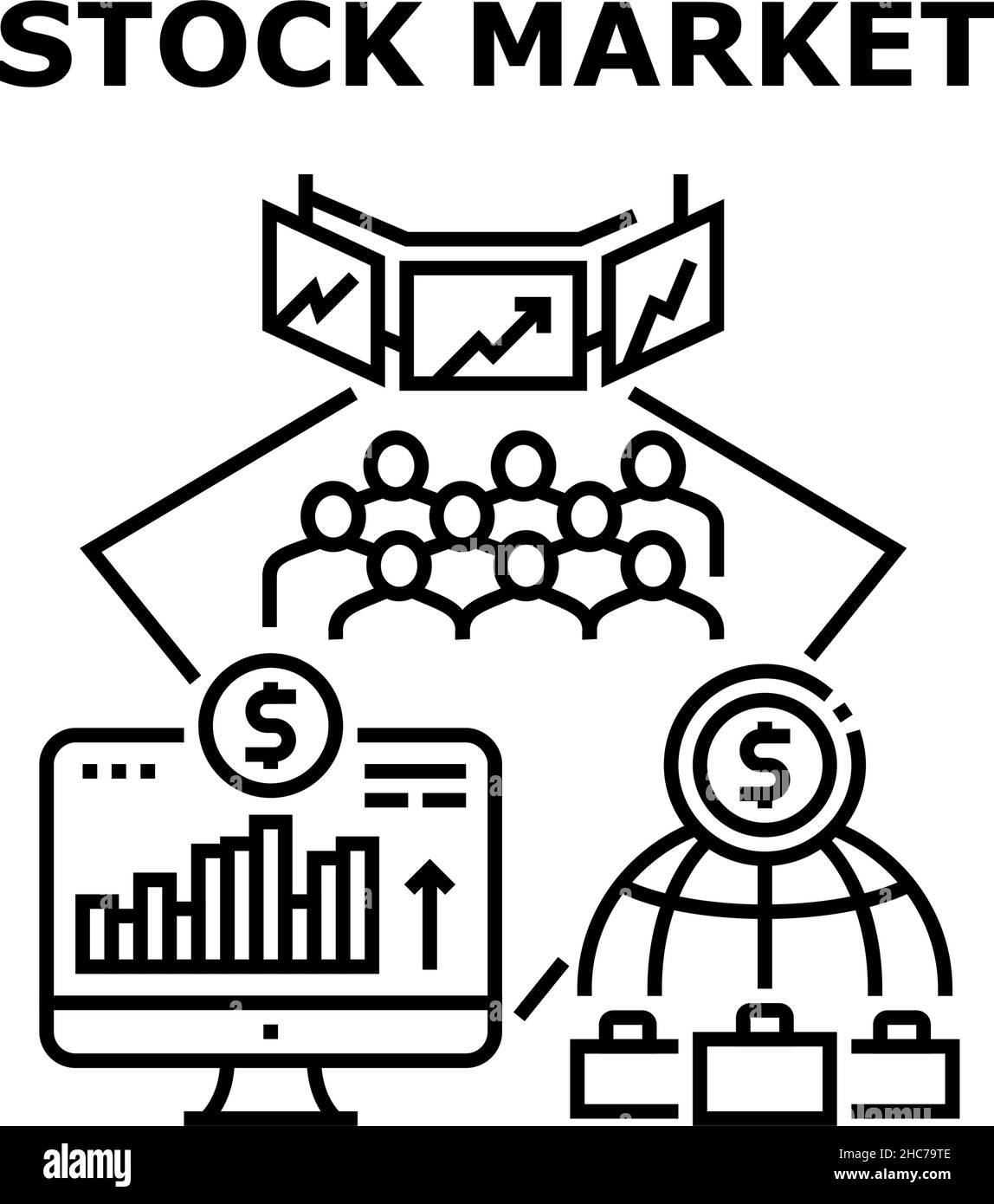 Stock Market Vector Concept Black Illustration Stock Vector Image & Art ...