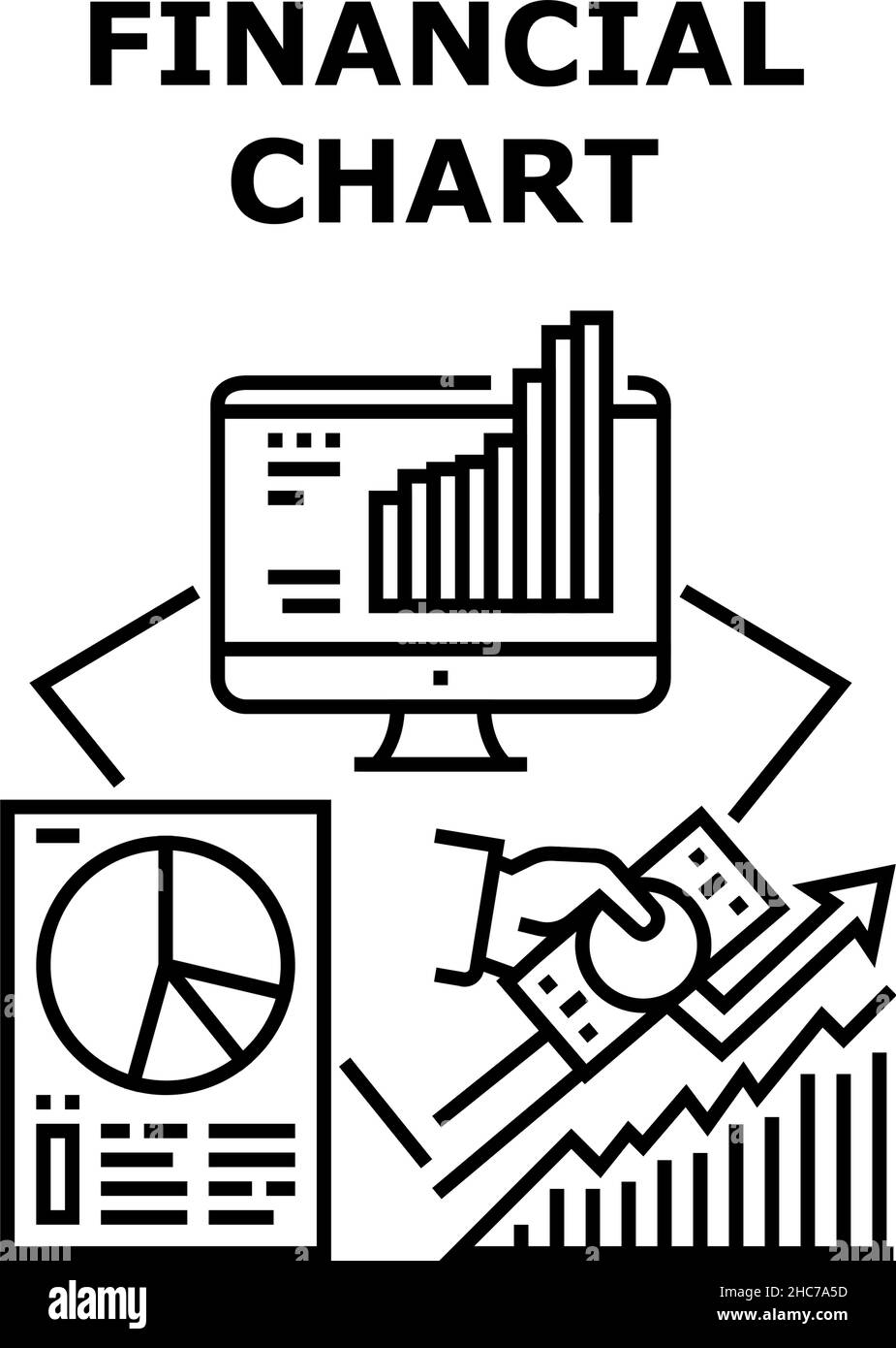 Financial Chart Vector Concept Black Illustration Stock Vector Image ...