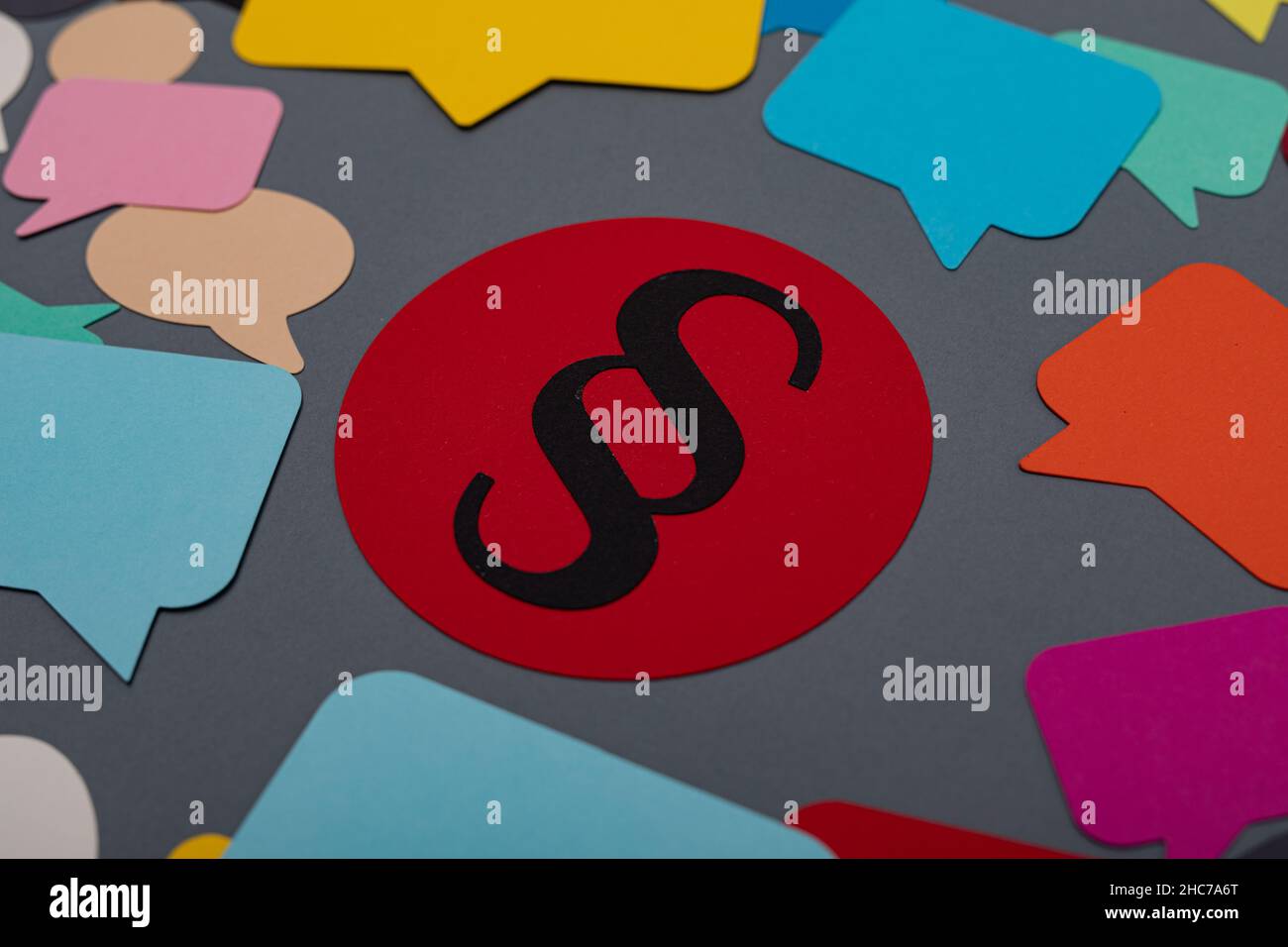 law justice modern symbol balance Stock Photo - Alamy