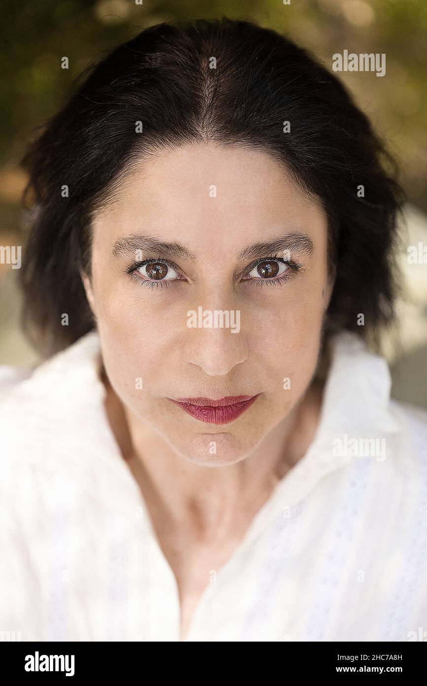 mature woman with intense gaze Stock Photo