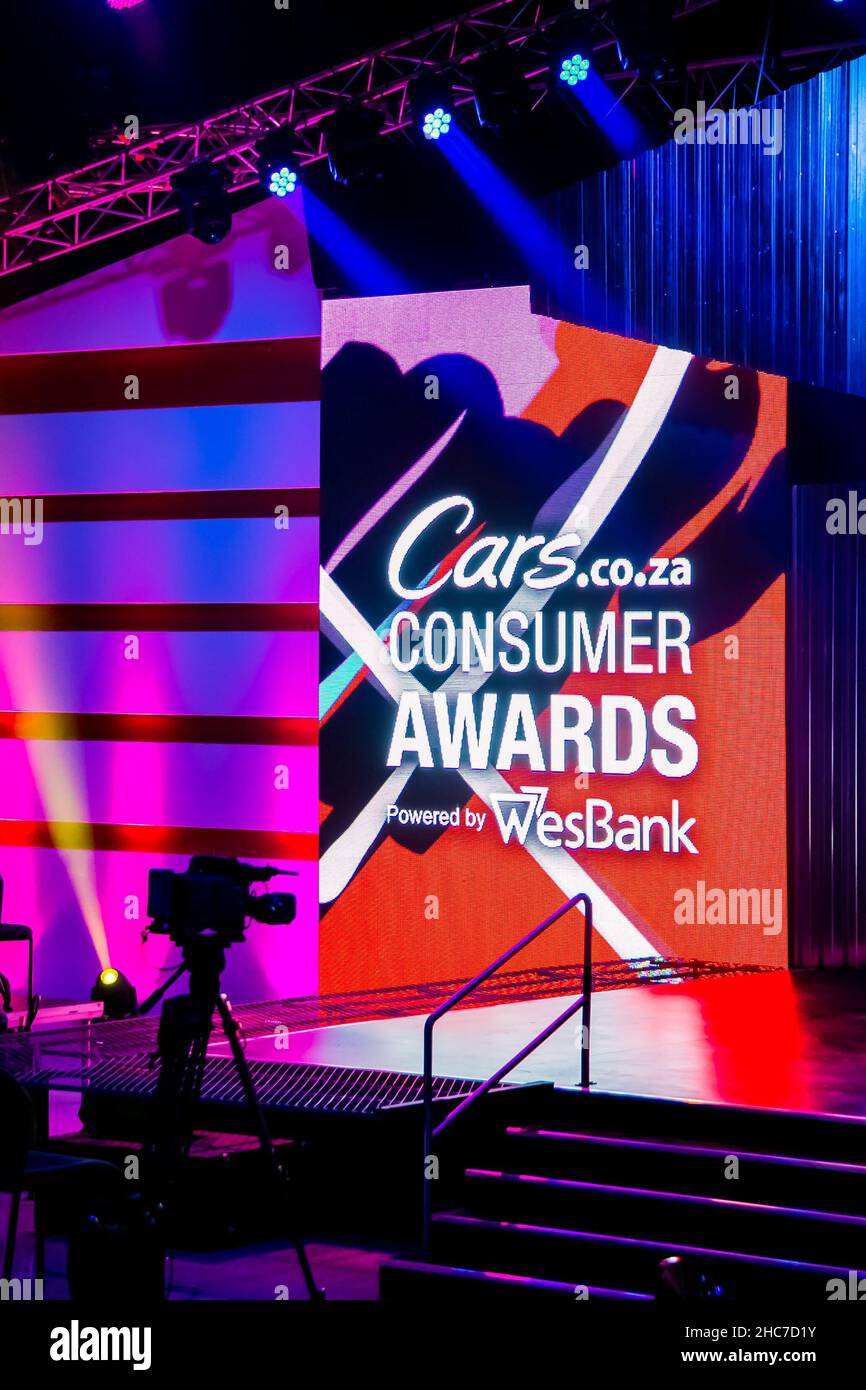Johannesburg, South Africa - January 24 2019: Stage and Lighting set-up at Cars.co.za Awards Event Stock Photo