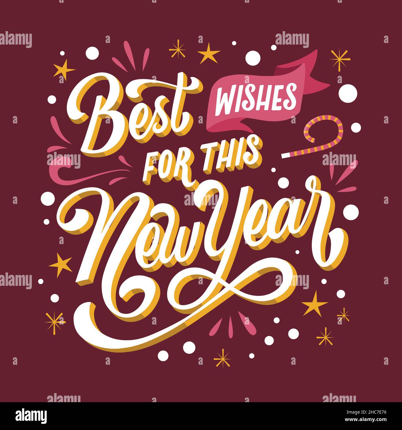 hand drawn flat new year lettering abstract design vector illustration Stock Vector