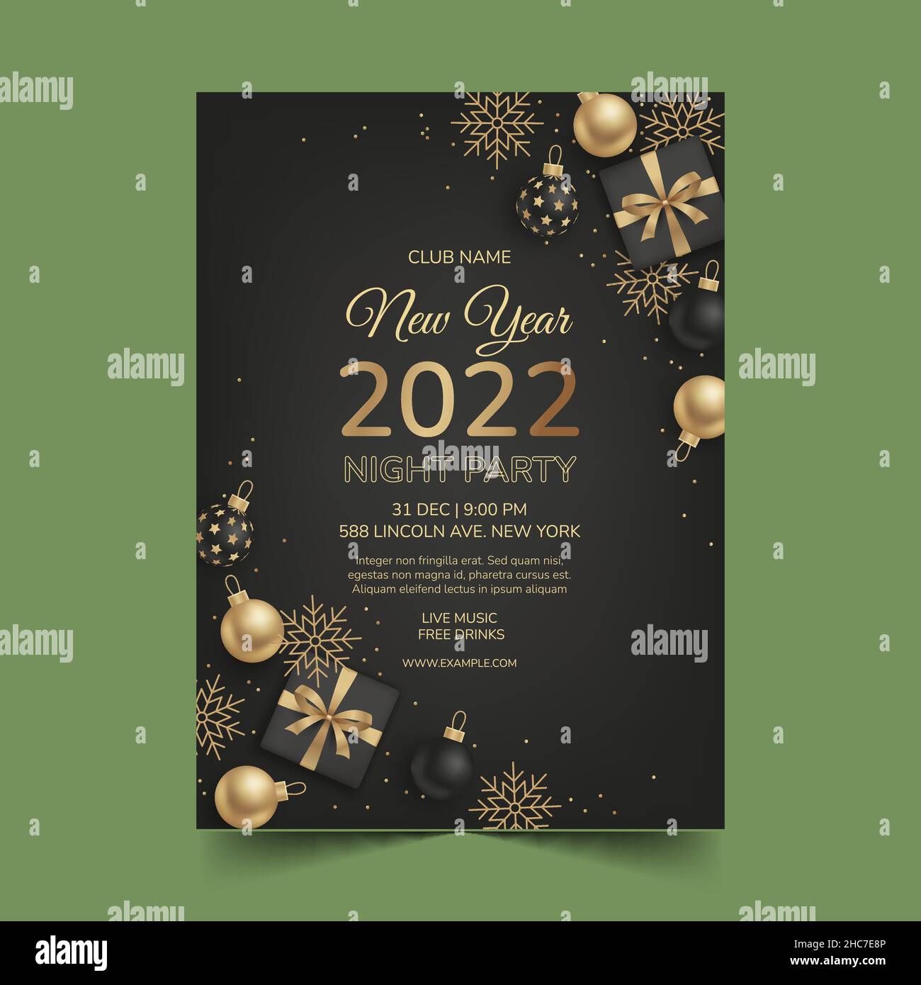 realistic new year party flyer template abstract design vector ...