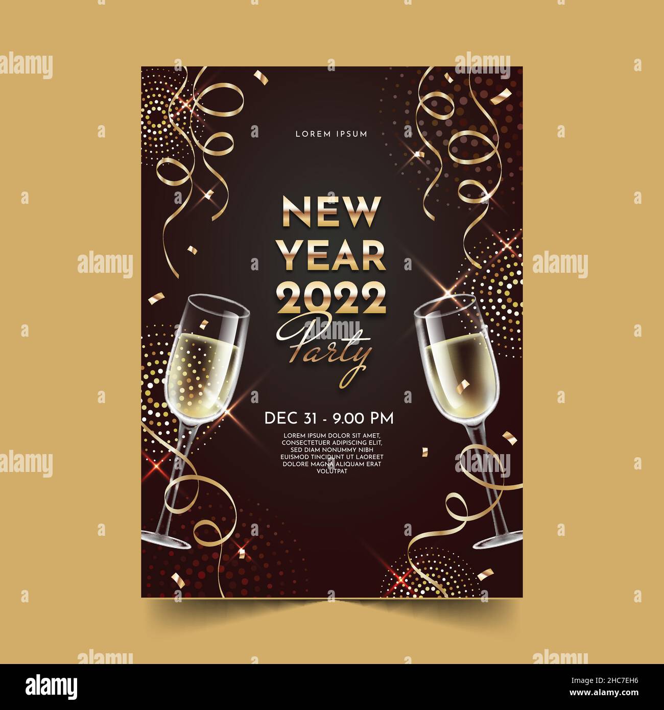realistic new year party flyer template abstract design vector ...