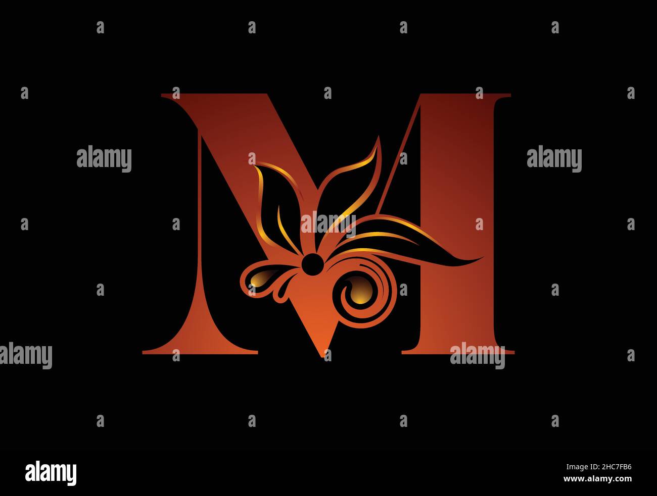 Floral Monogram letter. Initial alphabet with botanical elements ...