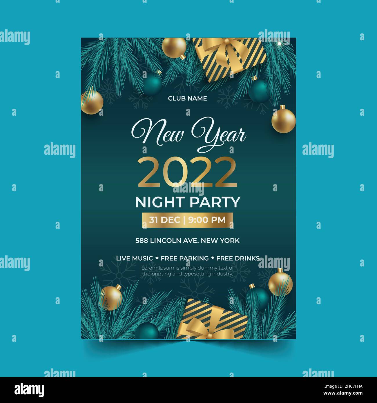 realistic new year party flyer template abstract design vector ...