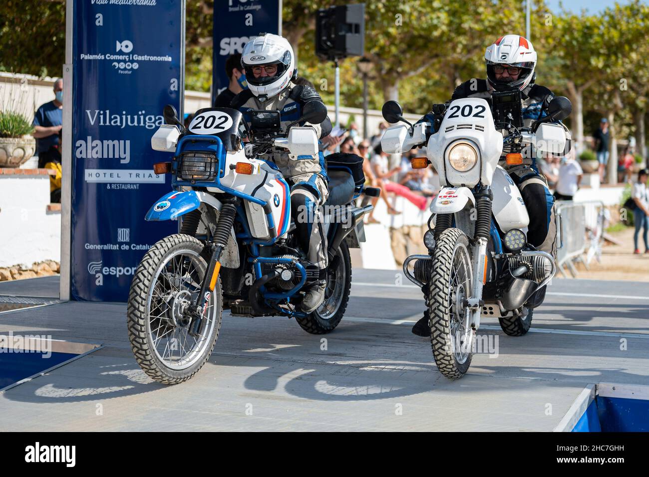 Barcelona, Spain; October 3, 2021: BMW R80 GS, XVIII Costa Brava Historic Rally in Palamos. Stock Photo