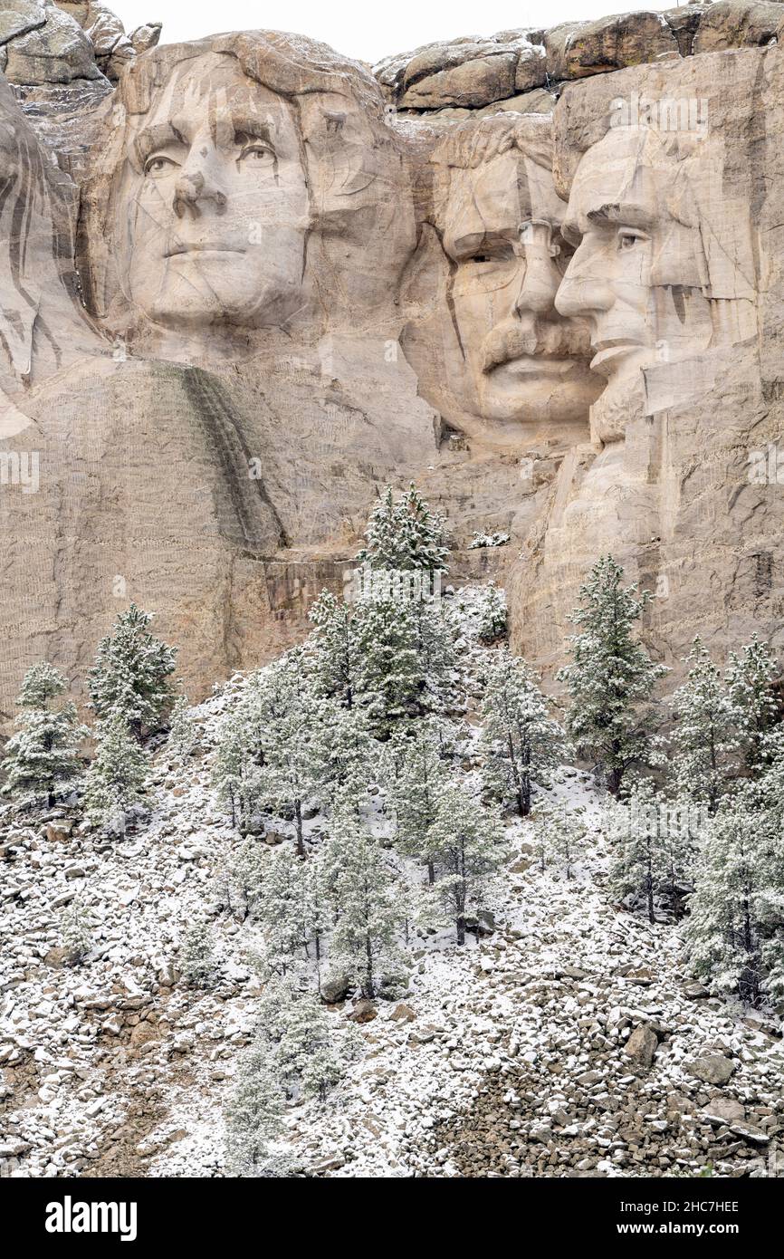Mt Rushmore National Memorial, early Winter, South Dakota, USA, by Dominique Braud/Dembinsky Photo Assoc Stock Photo