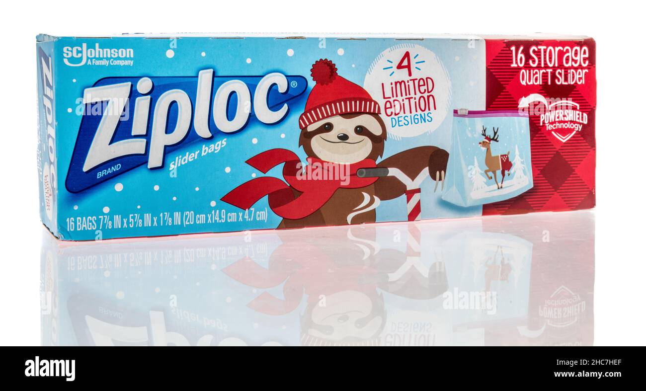 Winneconne WI 21 December 2021 A package of Ziploc slider bags limited edition holiday Christmas on an isolated background Stock Photo Alamy