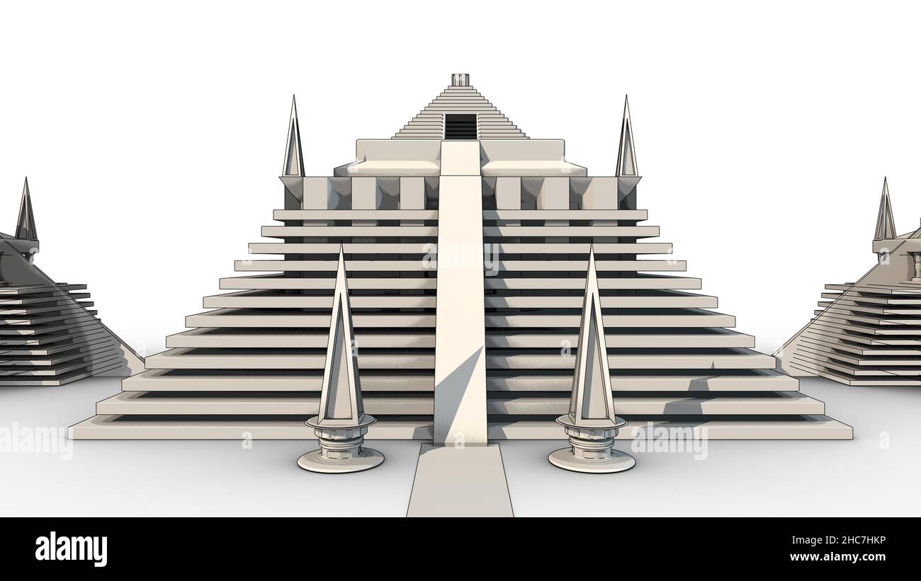 A 3D rendering of an ancient pyramid-like building Stock Photo - Alamy