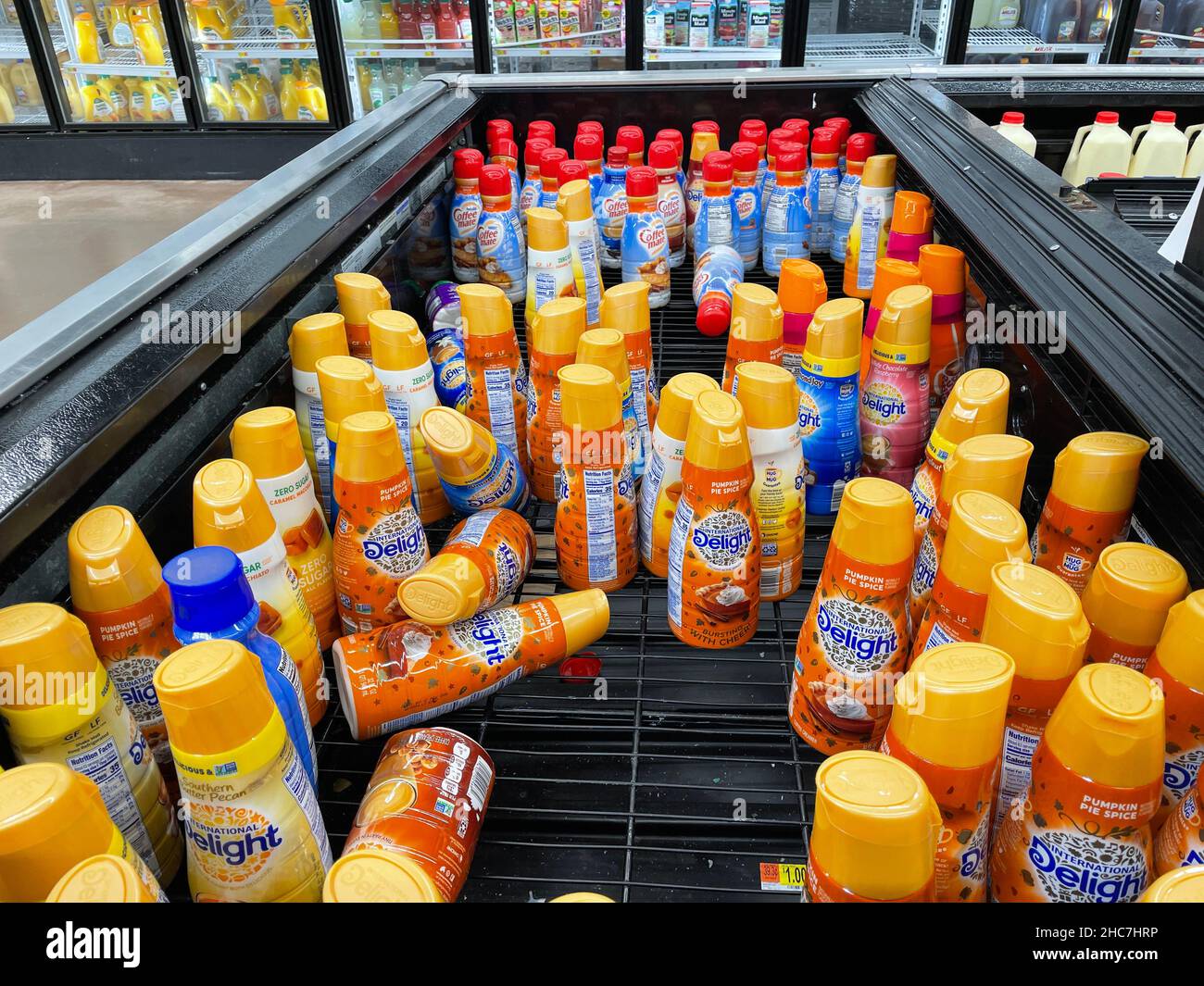 Augusta, Ga USA - 12 24 21: Walmart retail grocery store interior Christmas Eve Stock Photo