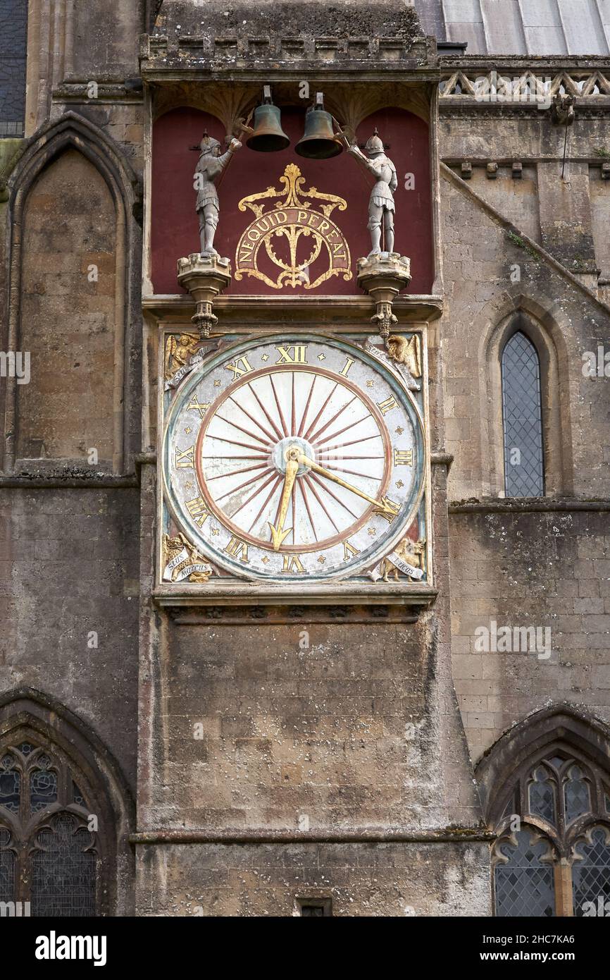 Clock Wells Cathedral Stock Photo