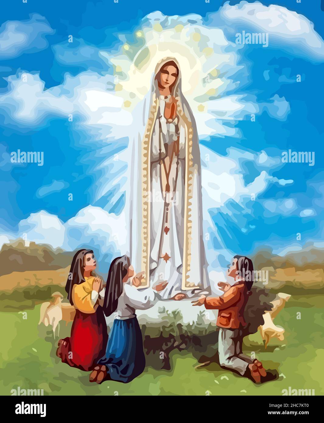lady holy fatima miracle illustration Stock Photo