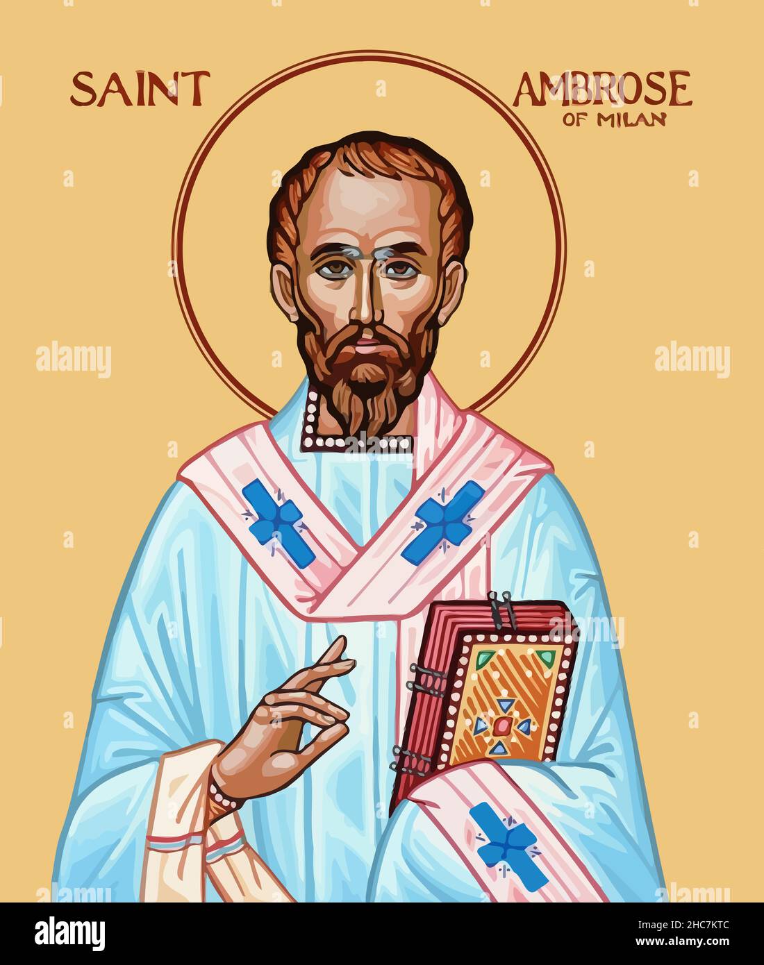 saint ambrose of milan faith religion illustration Stock Photo - Alamy