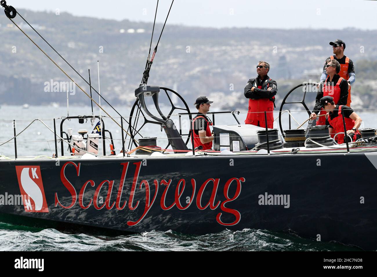 Sydney Harbour, Sydney, Australia. 26th Dec, 2021. Rolex Sydney Hobart Yacht Race; the crew prepare for the start of the race onboard SHK SCALLYWAG 100 skippered by David Witt Credit: Action Plus Sports/Alamy Live News Stock Photo