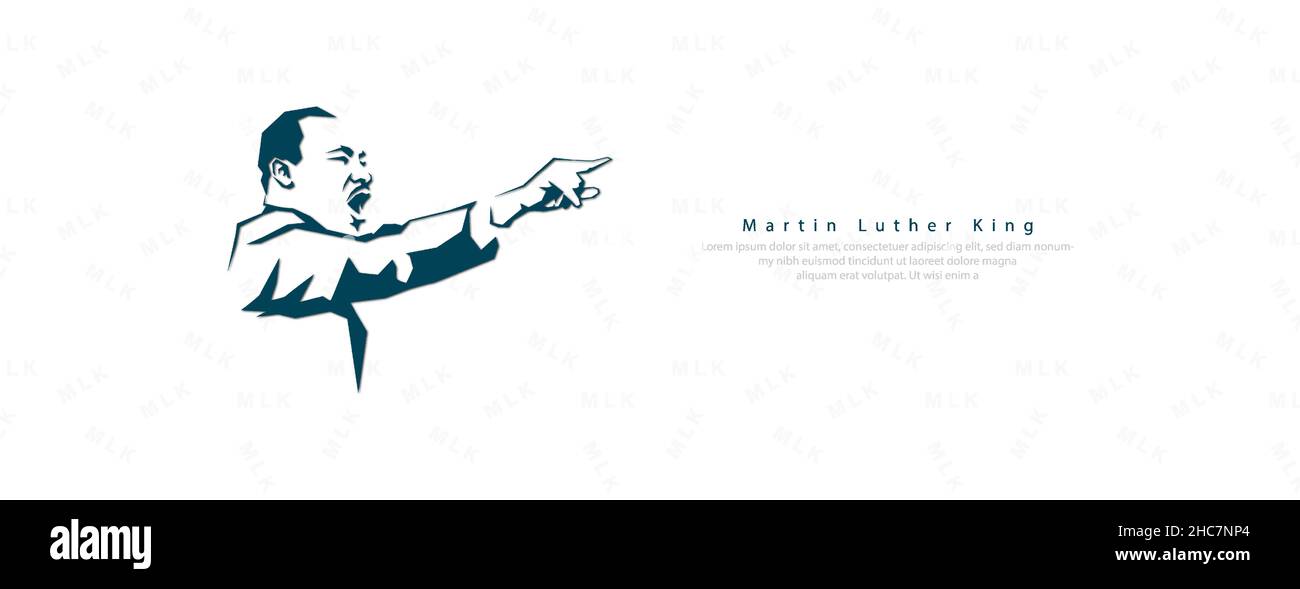 Martin Luther Jr. King birthday poster with pointing finger during his famous speech I have a dream. Stock Vector