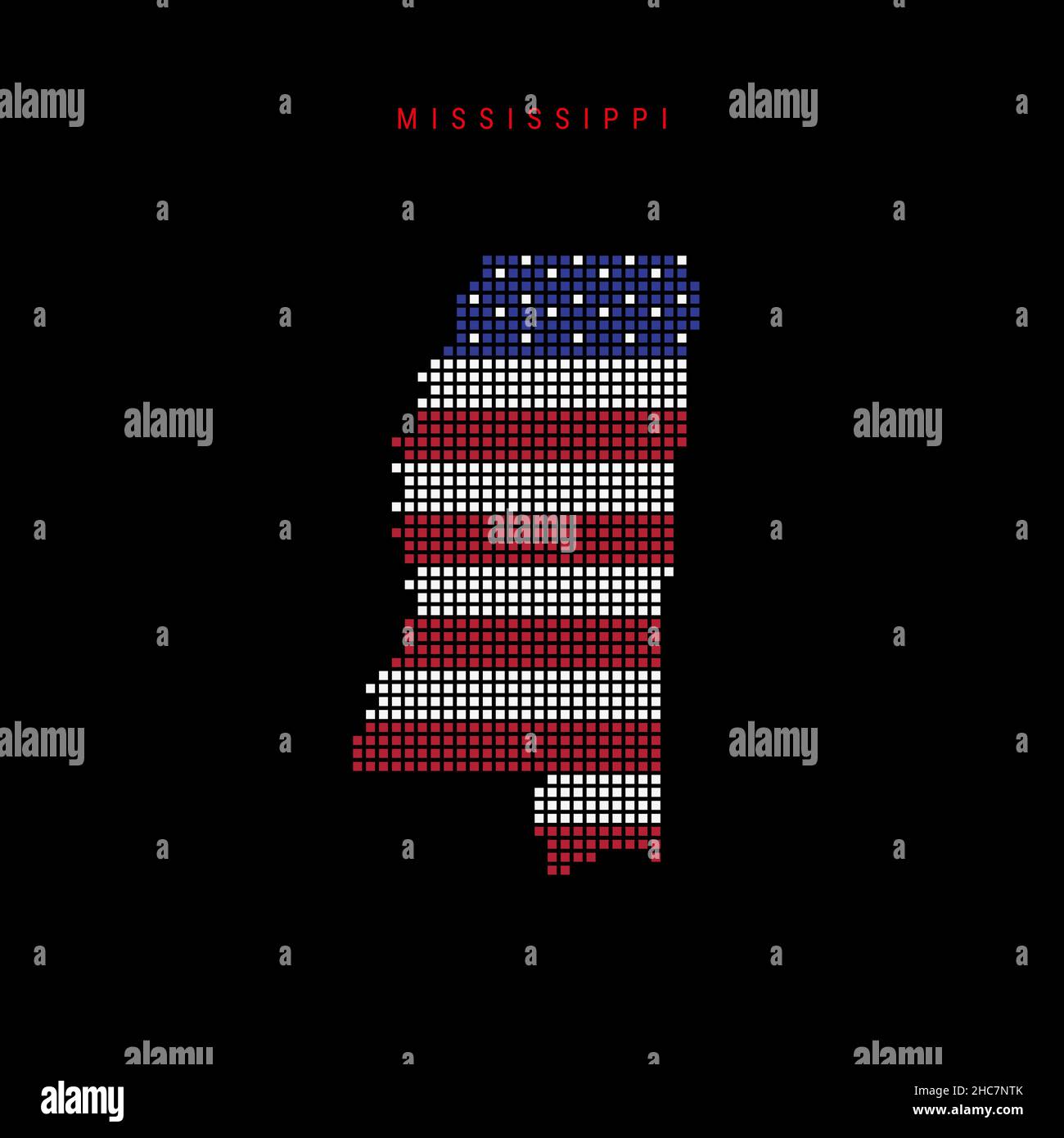 Square dots pattern map of Mississippi. Dotted pixel map with american ...