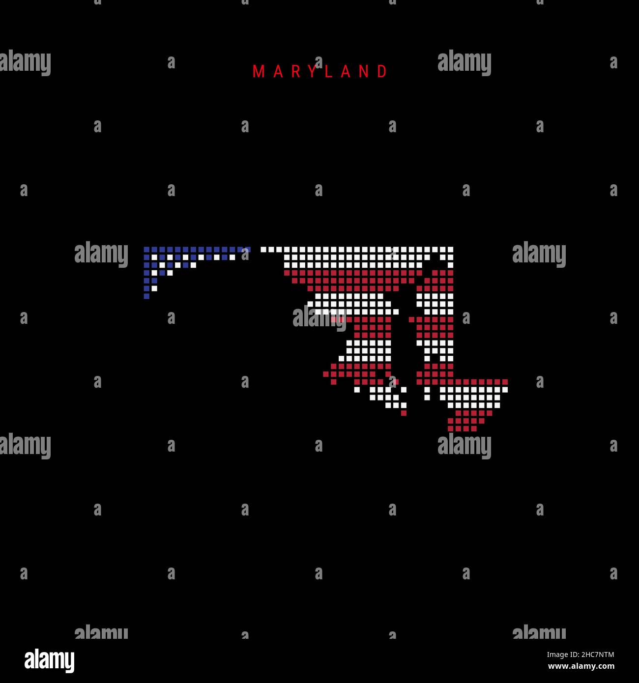 Square dots pattern map of Maryland. Dotted pixel map with american ...