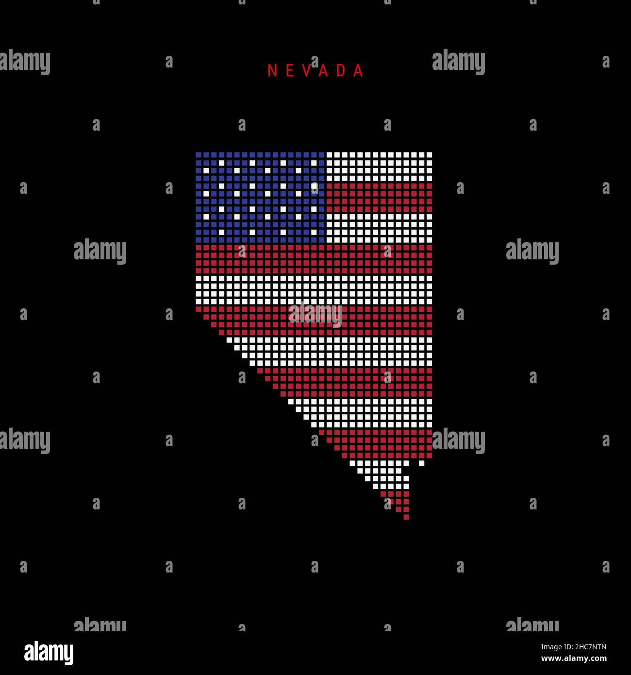 Square dots pattern map of Nevada. Dotted pixel map with american ...