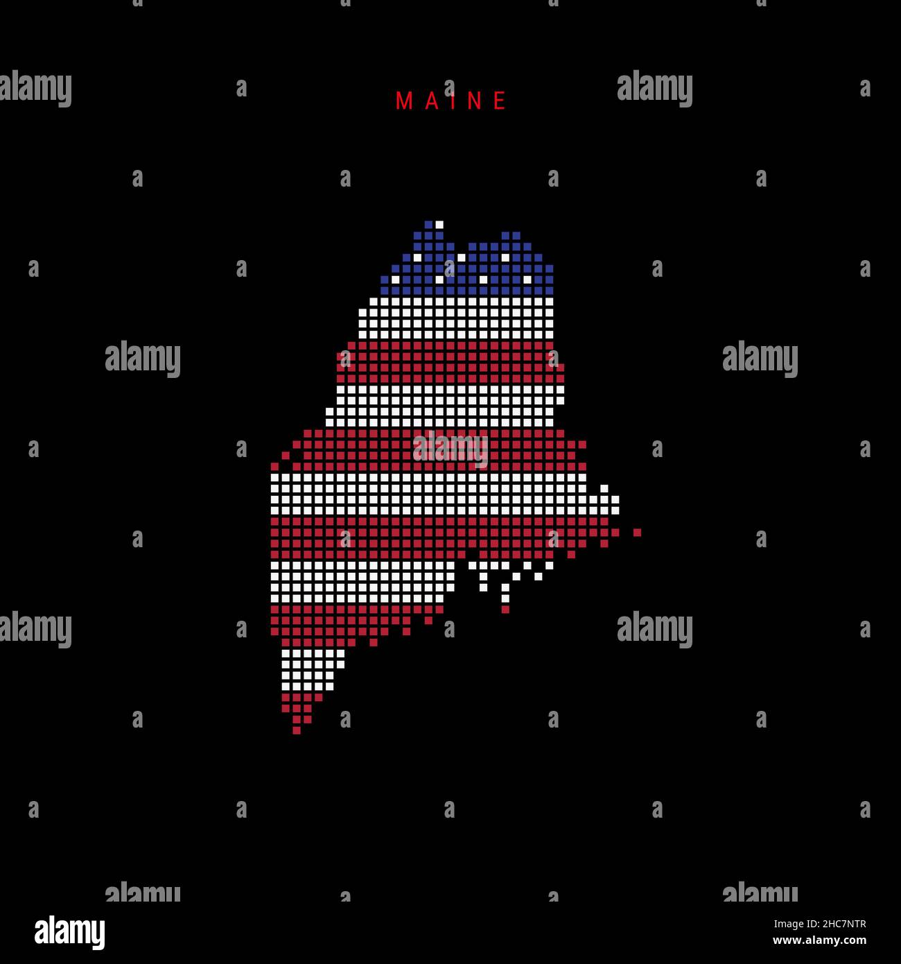 Square dots pattern map of Maine. Dotted pixel map with american ...