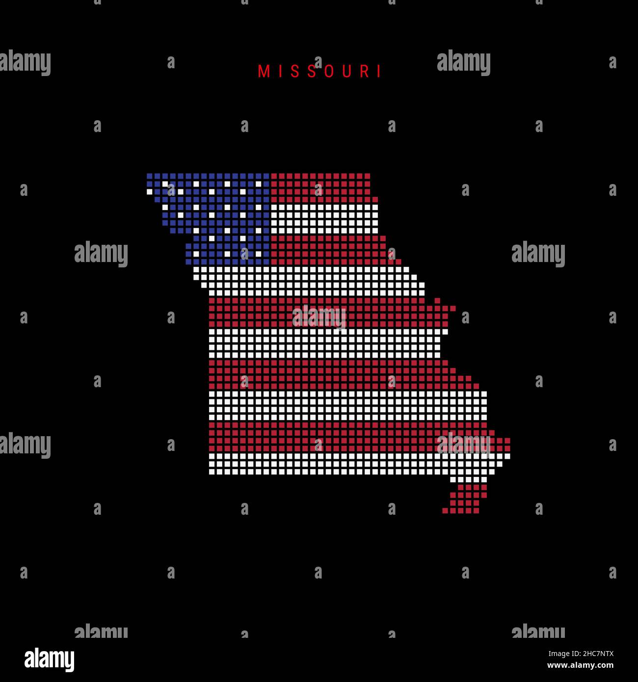 Square dots pattern map of Missouri. Dotted pixel map with american ...