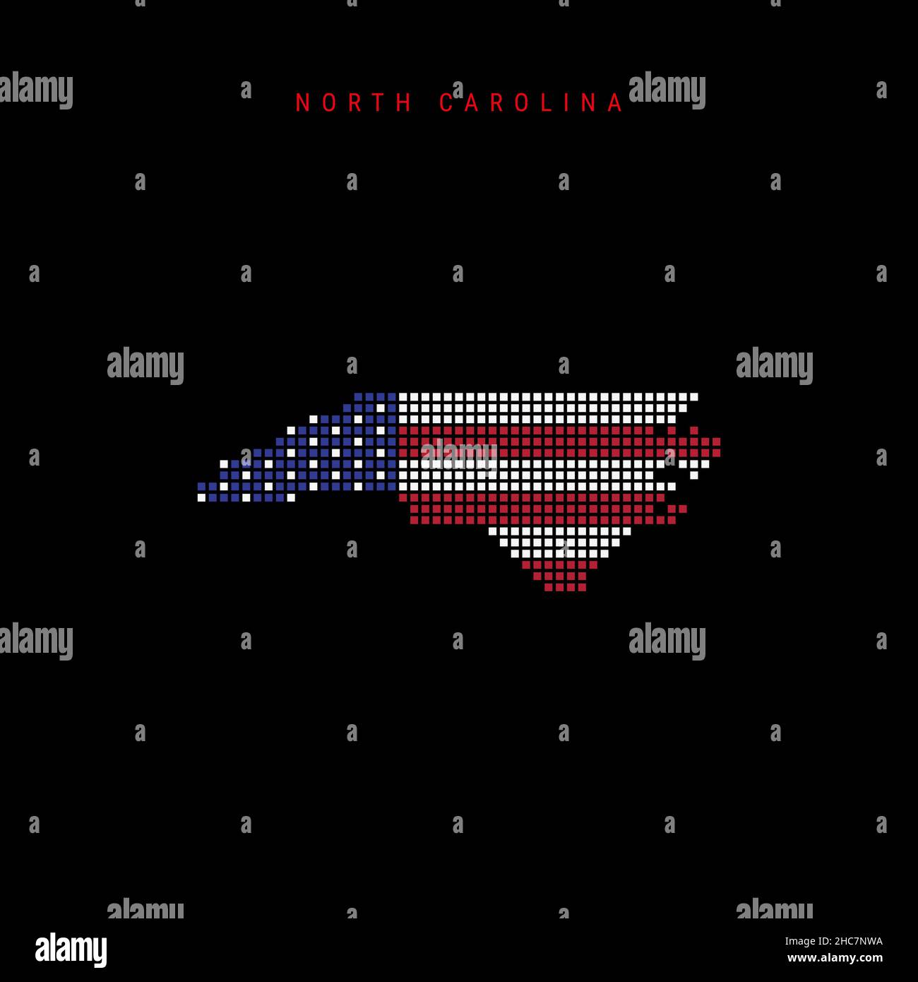 Square dots pattern map of North Carolina. Dotted pixel map with ...