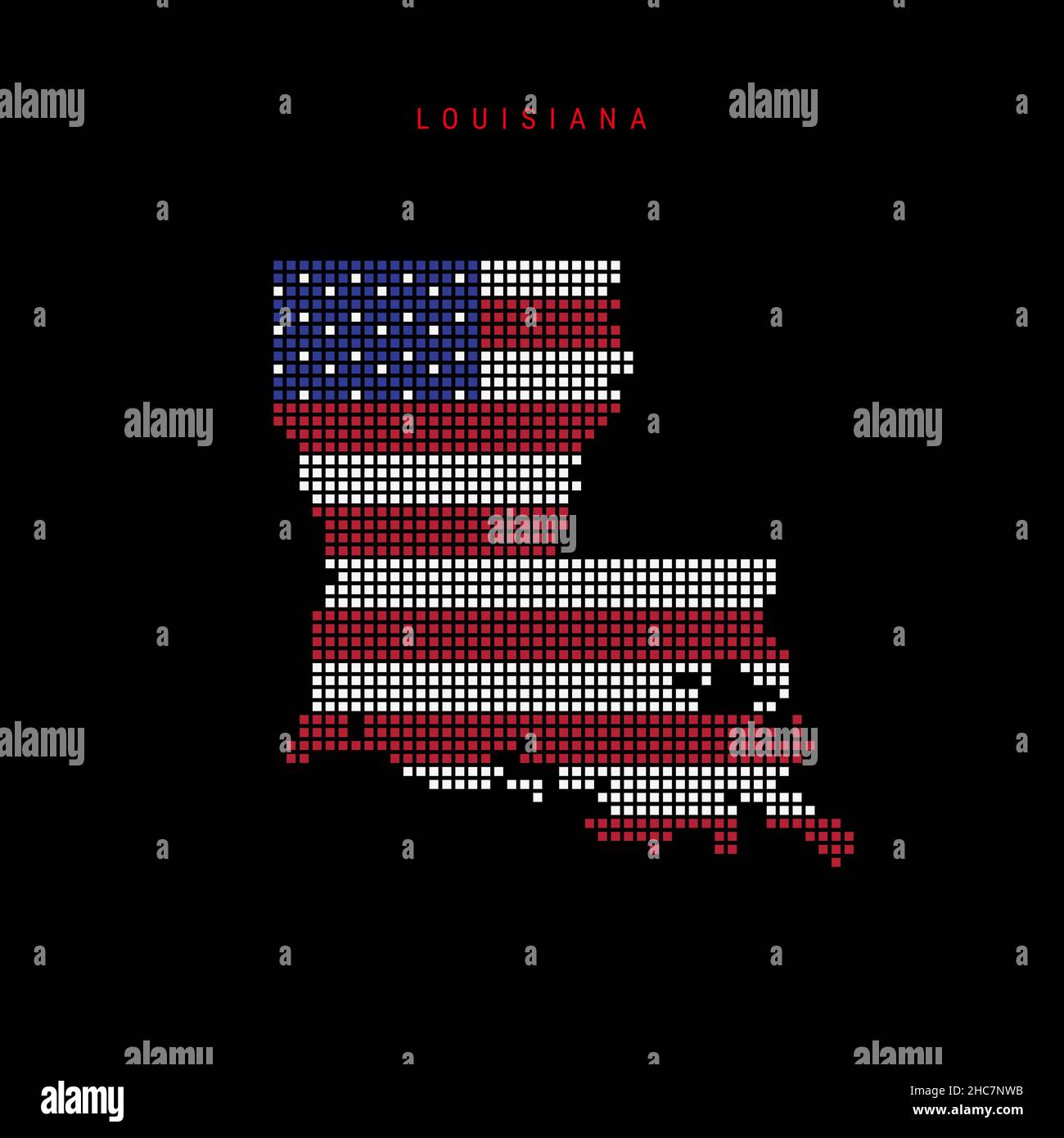 Square dots pattern map of Louisiana. Dotted pixel map with american ...
