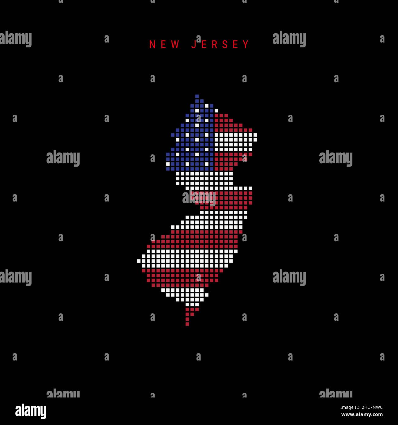 Square dots pattern map of New Jersey. Dotted pixel map with american ...