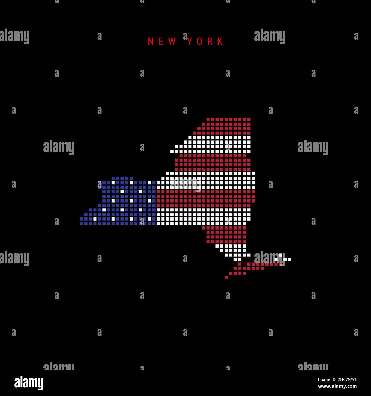 Square dots pattern map of New York. Dotted pixel map with american ...