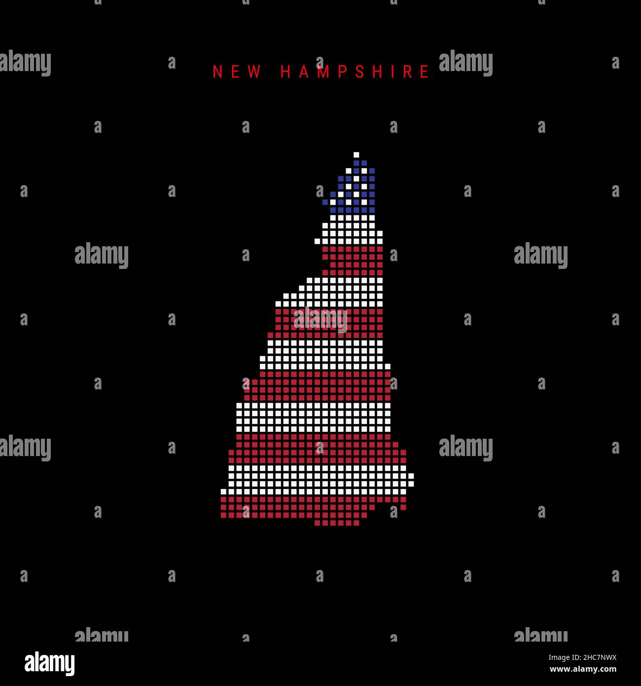 Square dots pattern map of New Hampshire. Dotted pixel map with ...