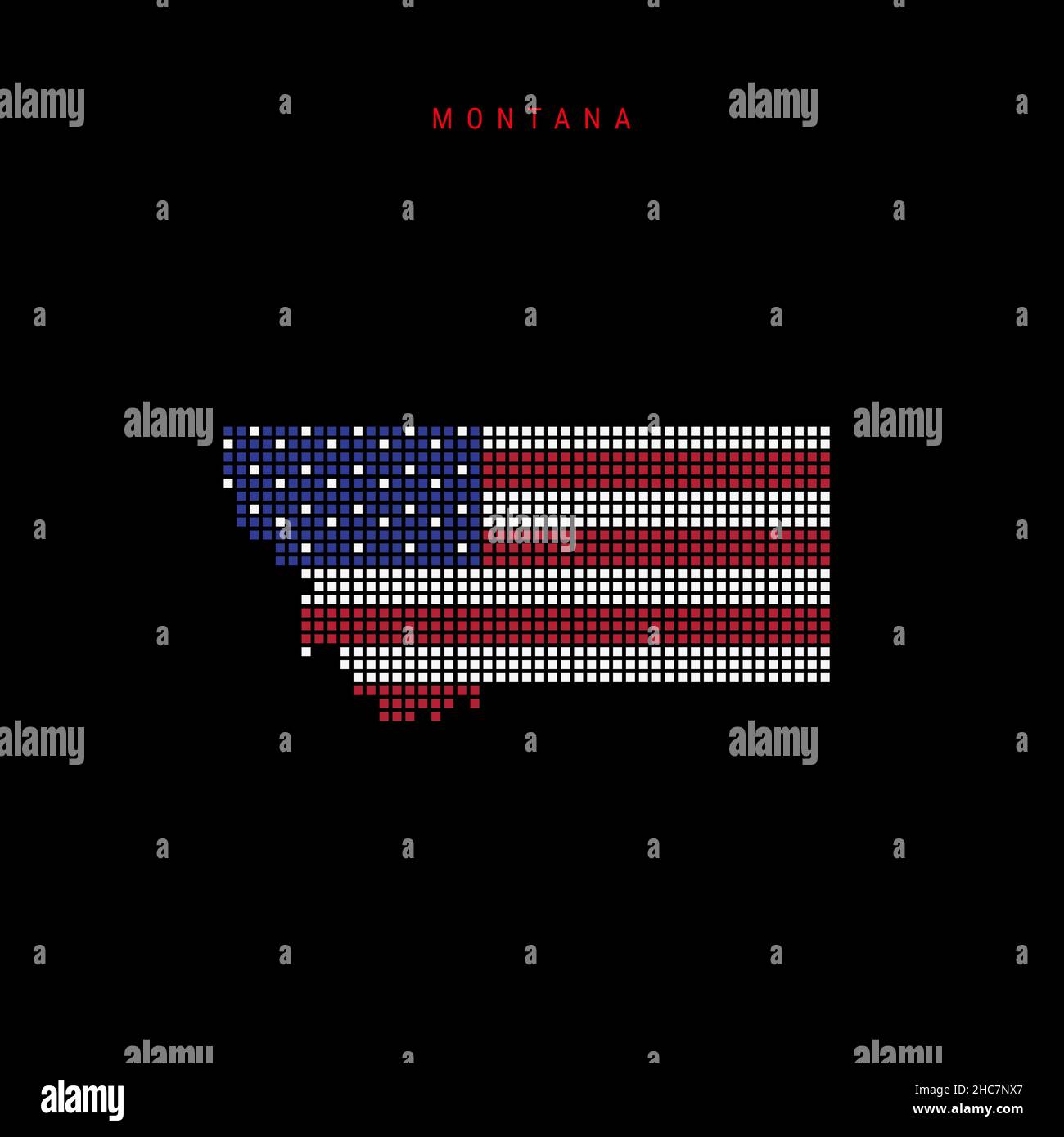 Square dots pattern map of Montana. Dotted pixel map with american ...