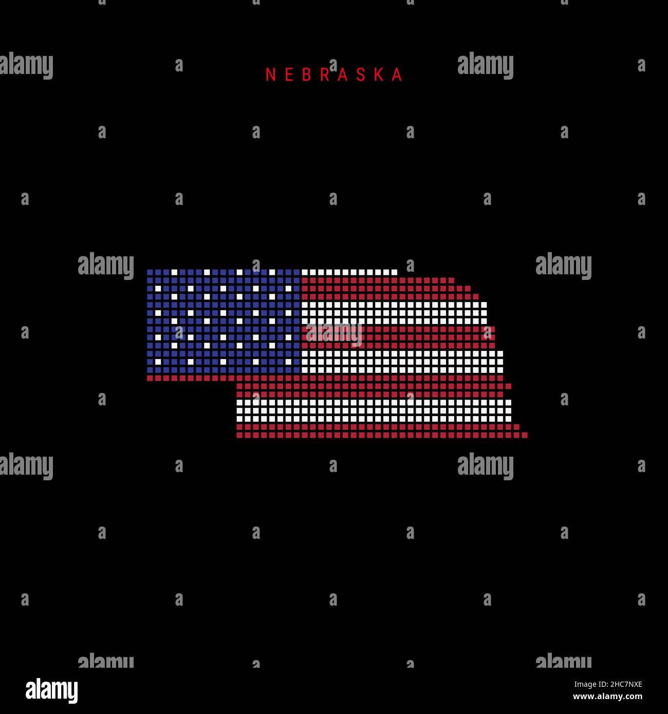 Square dots pattern map of Nebraska. Dotted pixel map with american ...