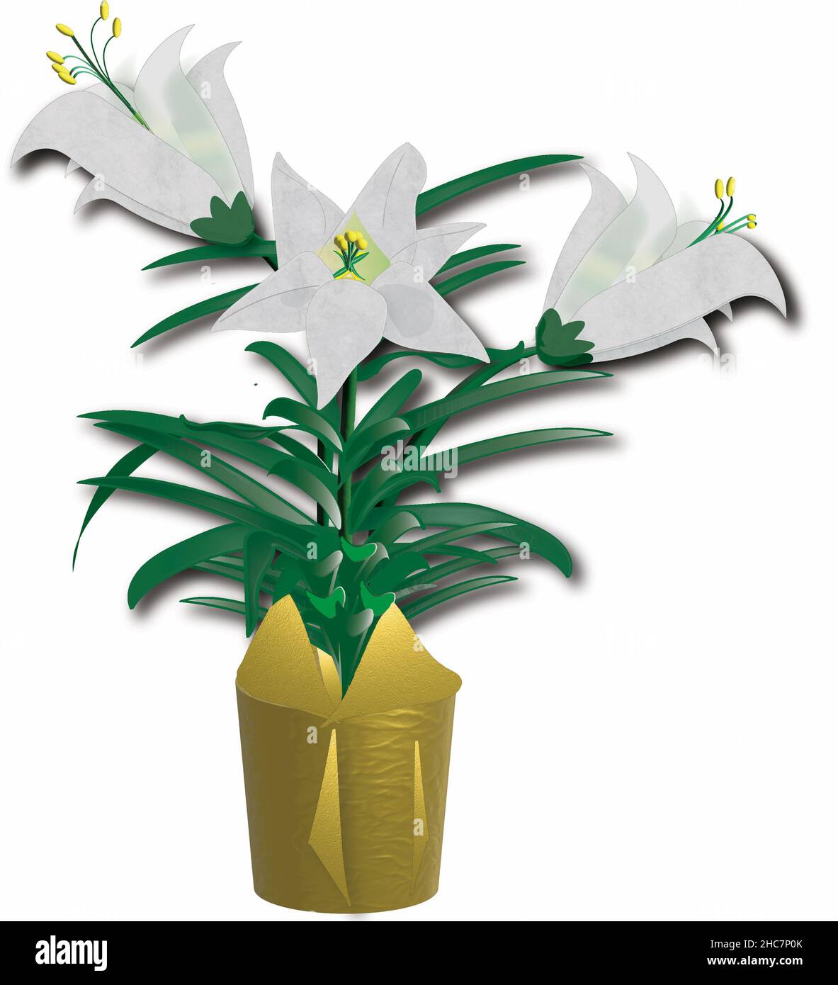 3D Easter Lily plant Stock Photo