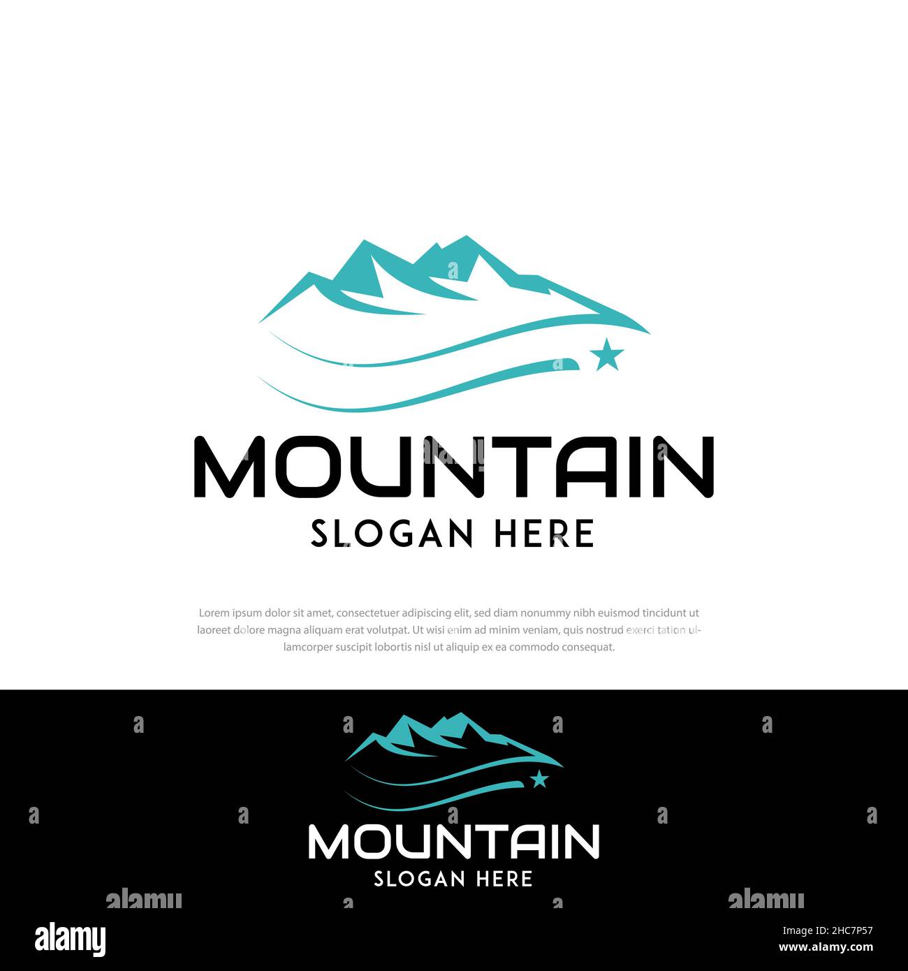 Simple logo mountain star line illustration, icon, symbol, template, illustration, reinforcement Stock Vector