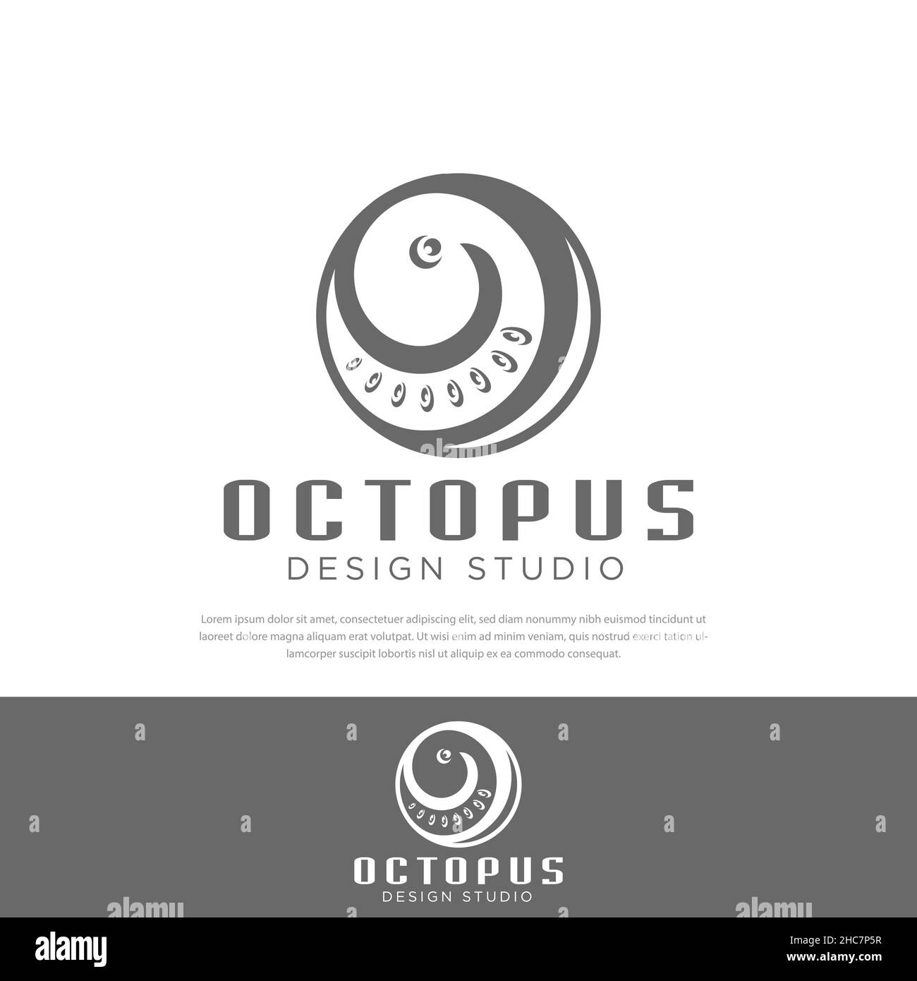 Premium Elegant Abstract Octopus design logo,Symbol,icon,Logotype,seafood restaurant Stock Vector