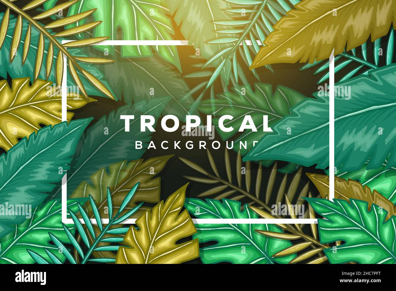 tropical leaves background with frame. vector tropical leaves. abstract  leaves design background Stock Vector Image & Art - Alamy