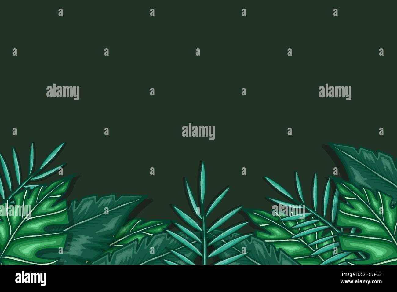 tropical green leaves background with copy space Stock Vector