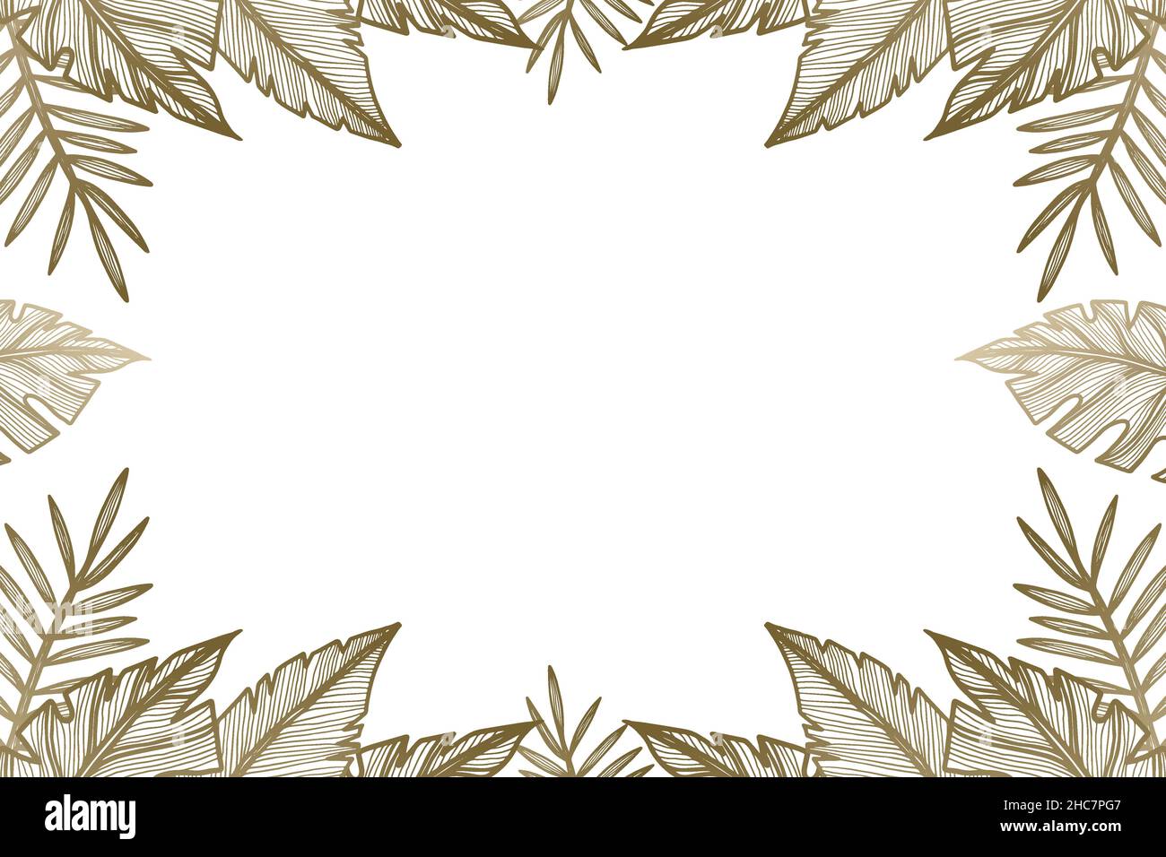 hand drawn linear golden leaves background vector. abstract background Stock Vector