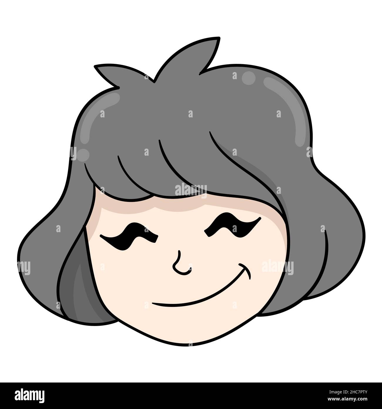 cute girl with friendly face smiling short hair, vector illustration