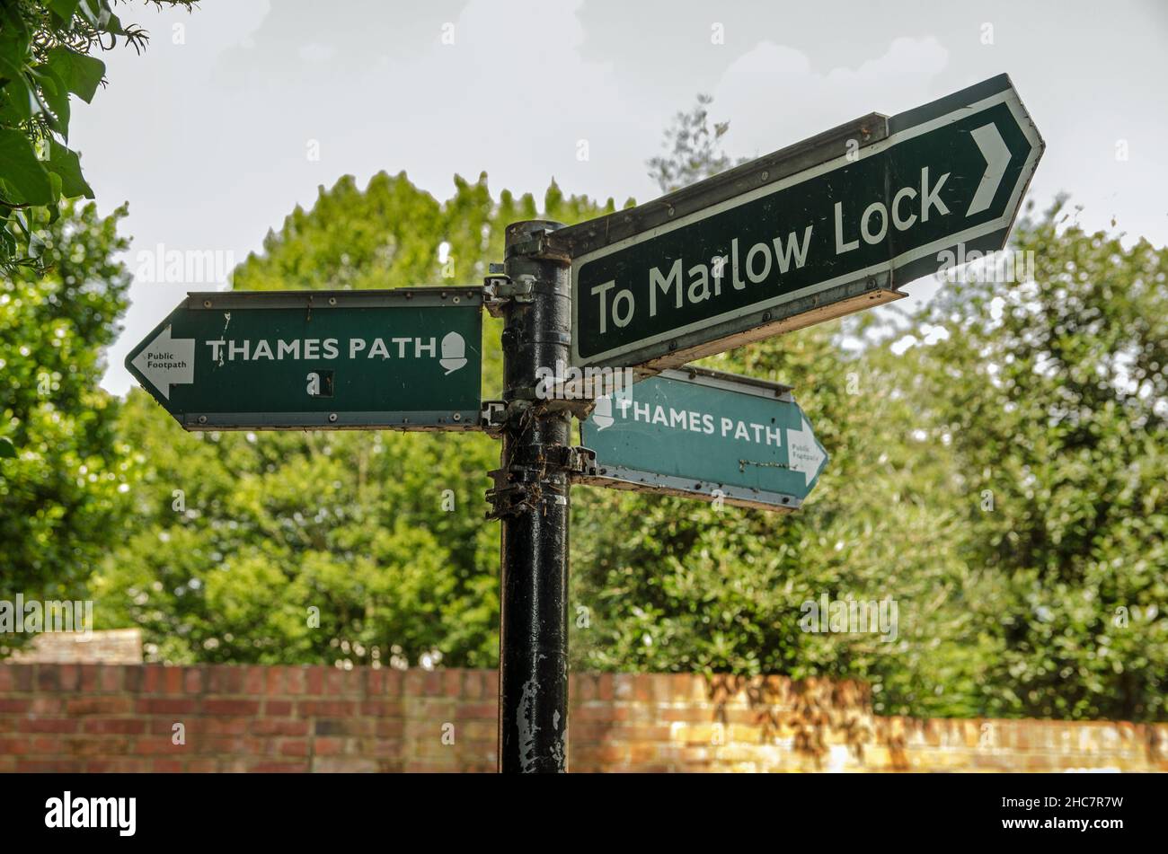Marlow, UK July 19, 2021 Fingerpost sign showing the direction of