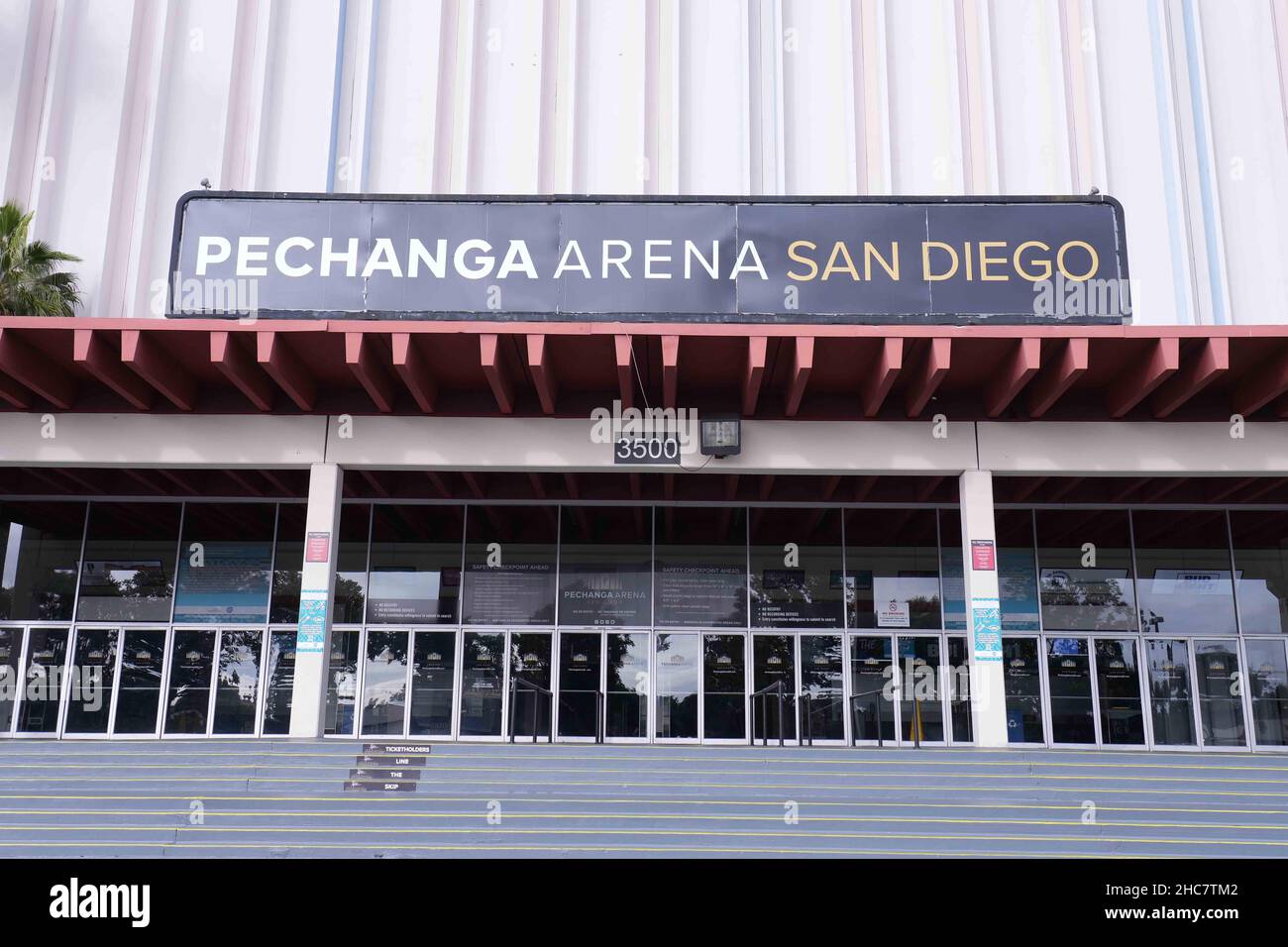 The entrance to the Pechanga Arena, Saturday, Dec. 25, 2021, in the