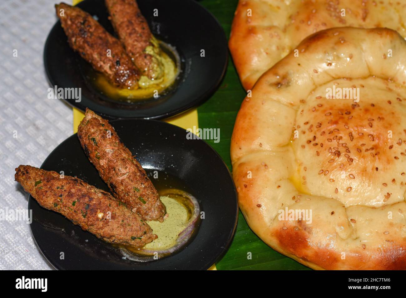 Delhi famous Qureshi kebab along with mint chutney Stock Photo Alamy