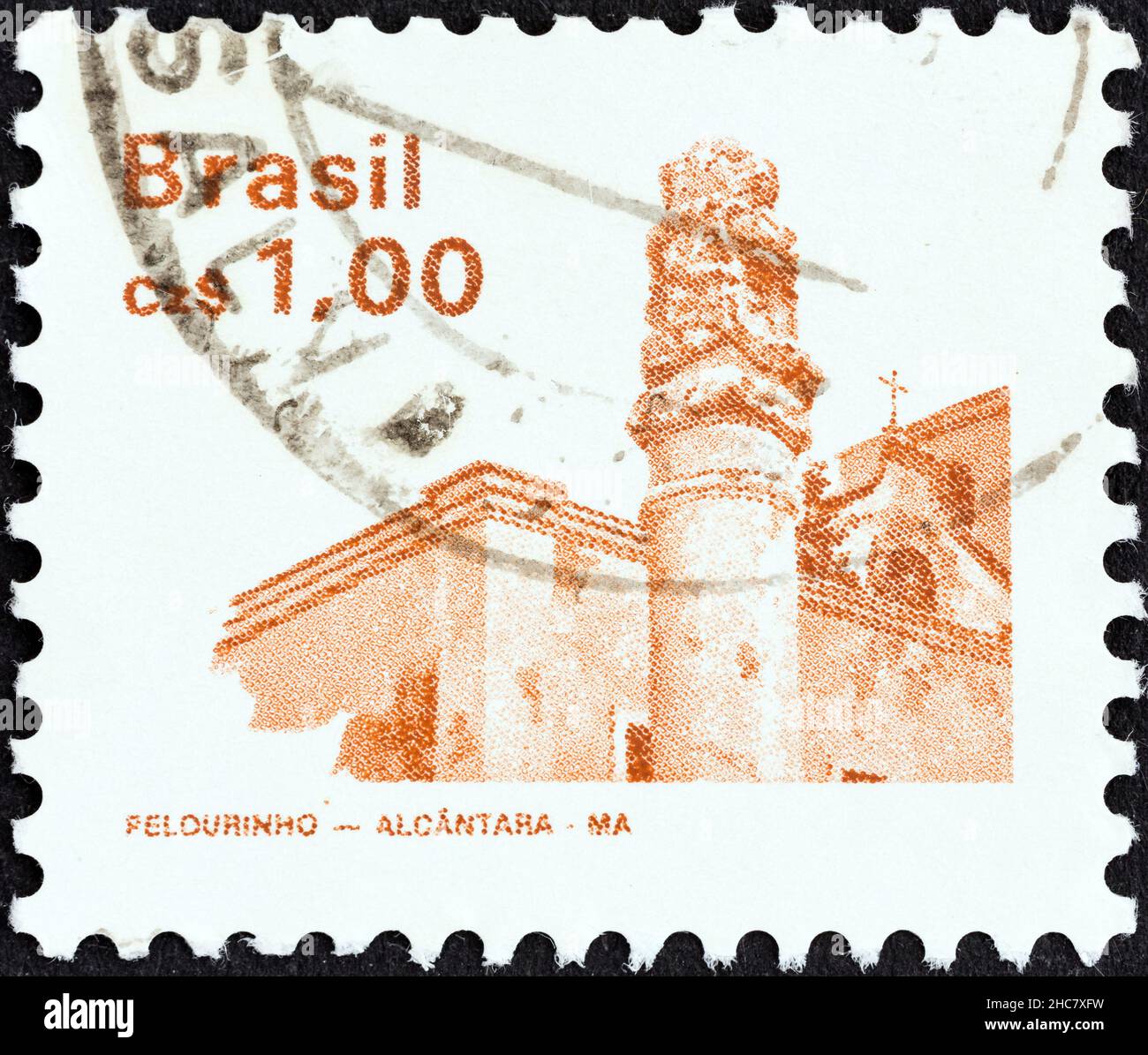 BRAZIL - CIRCA 1986: A stamp printed in Brazil shows Pelourinho, Alcantara, circa 1986. Stock Photo
