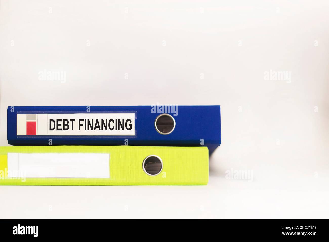 Debt financing is shown on the business photo using the text Stock Photo