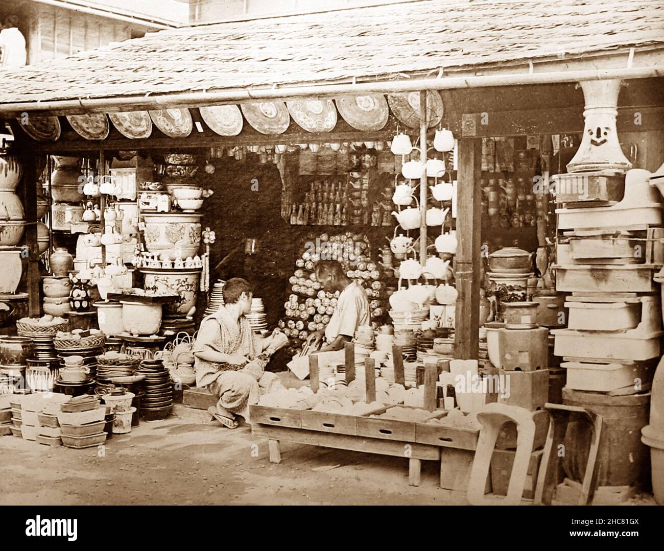 Porcelain shop, Japan, early 1900s Stock Photo