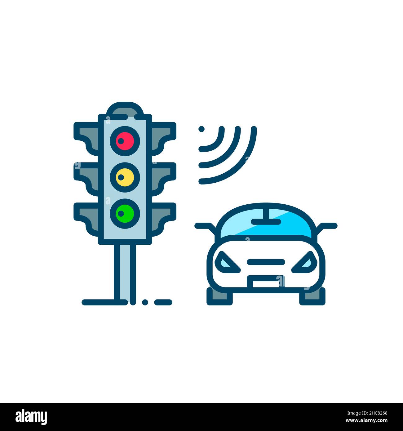 Smart traffic control system. Traffic light equipped with sensors
