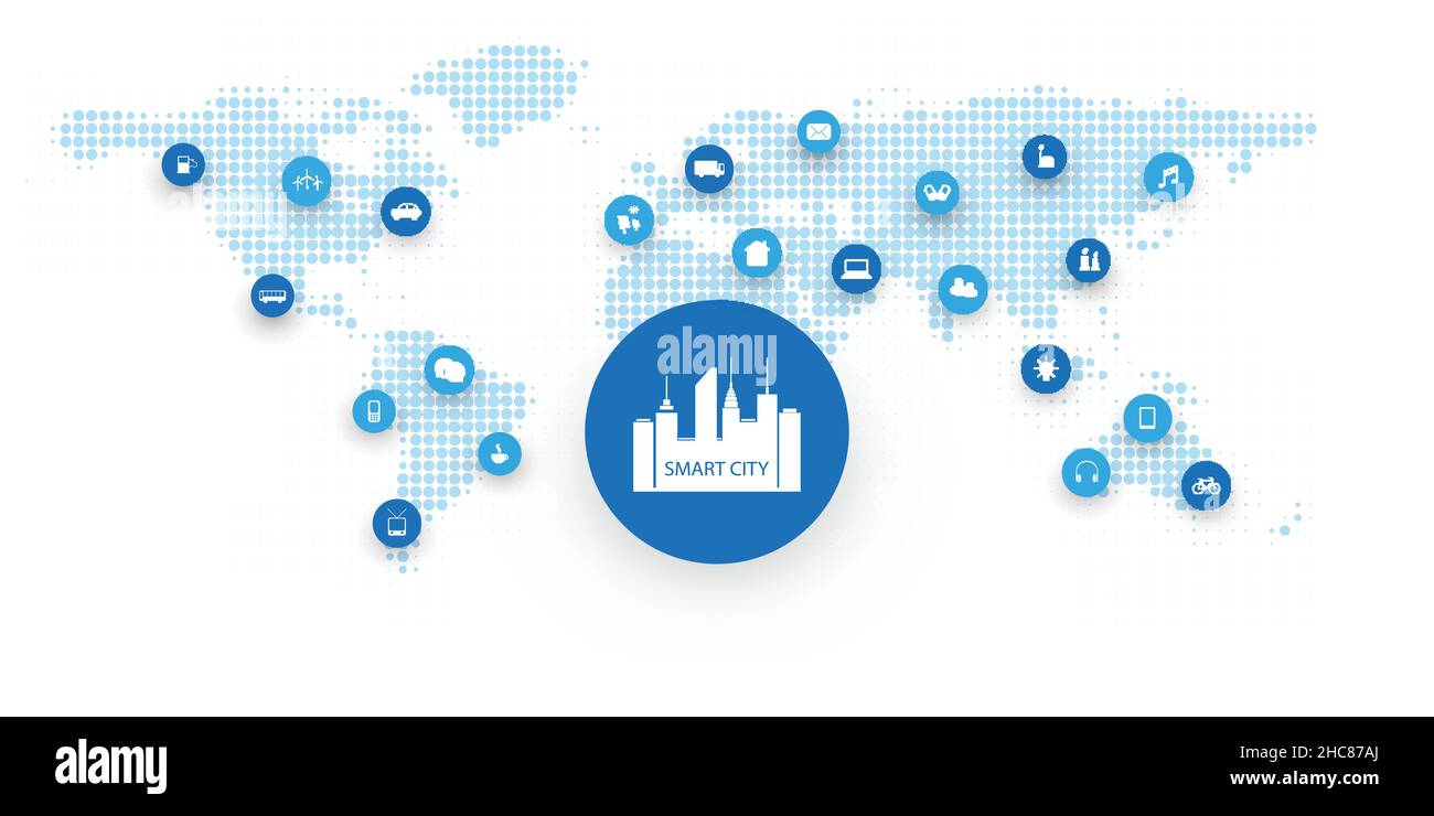 Smart City, Cloud Computing Design Concept with Icons - Digital Network ...